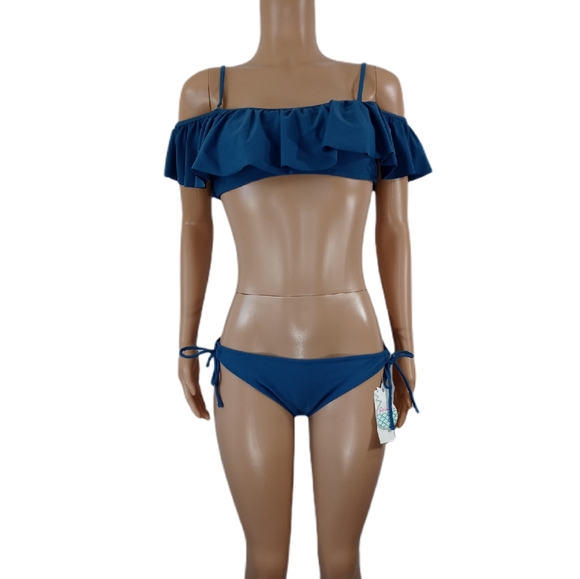 Raisins 2pc BikiniGold Colored Accents, Top Ruff - Picture 3 of 4